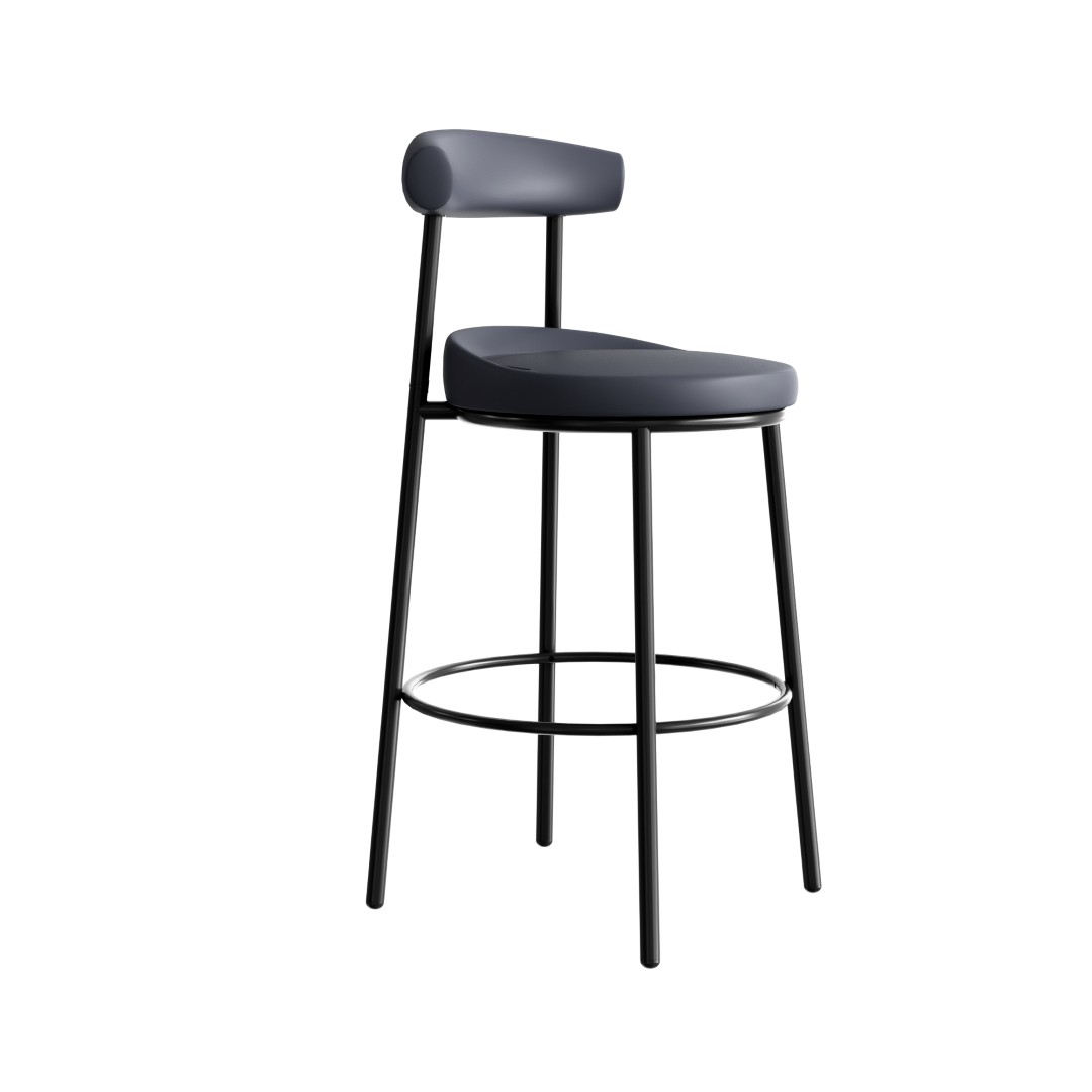 NYX 750 Breakout Stool French Navy PU Leather From Front Angled To Right