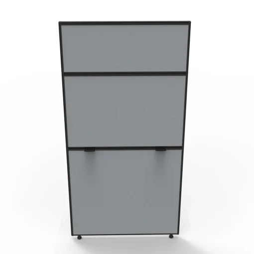 SHUSH30 750x1500 grey fabric black frame angled to front