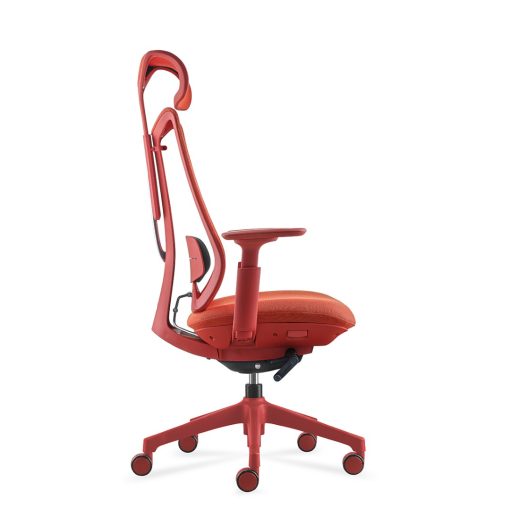 Titan high back mesh office chair coral angled to side
