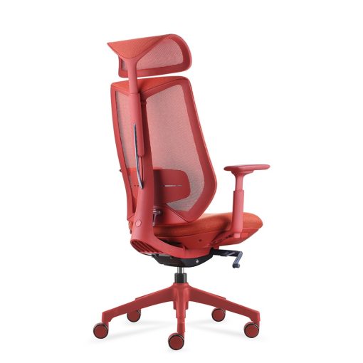 Titan high back mesh office chair coral angled to side from back