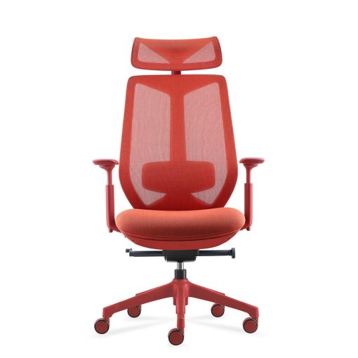 Titan high back mesh office chair coral angled to front