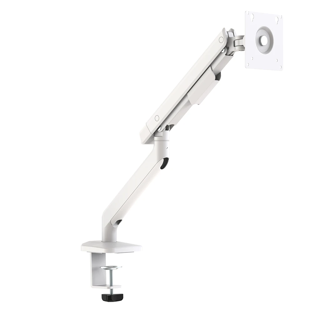 Linea Single Monitor Arm White From Side
